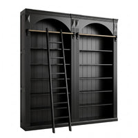 Hamptons Heritage Open Library Arched Extendable Bookshelf/Bookcase with Ladder 100cm - 300cm Wide