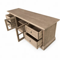 Hamptons Halifax TV Entertainment Unit with 4 Drawers Glass Doors Storage 180cm