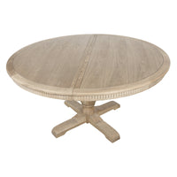 New England Hamptons Round Dining Table with Dentil Molding in Natural Ash Pedestal Base 150cm-190cm