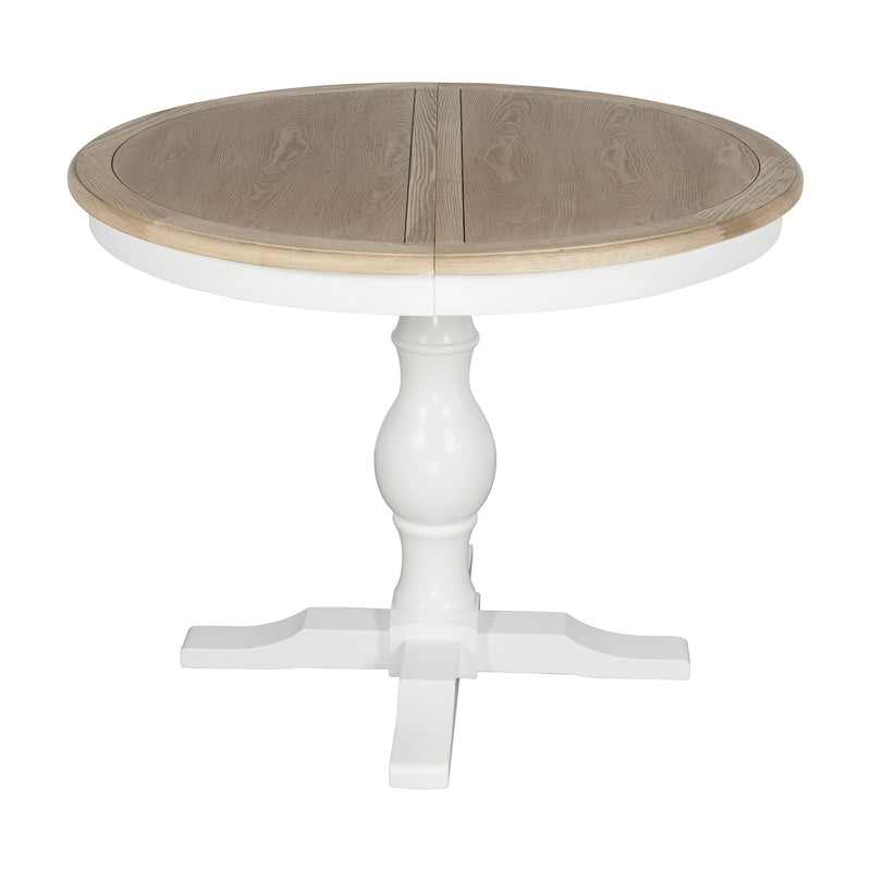 Hamptons Extendable/French Provincial Pedestal Round 100-150cm Extendable Dining Table NATURAL ASH