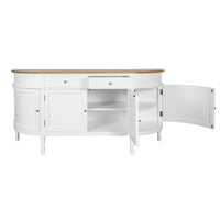 Hamptons Coastal Curve Ash Top Sideboard Buffet & Two Drawers Console Cabinet