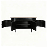 Hamptons Coastal Curve Ash Top Sideboard Buffet & Two Drawers Console Cabinet