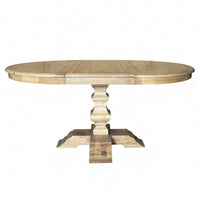 French Provincial Farmhouse Extendable Round Pedestal Dining Table