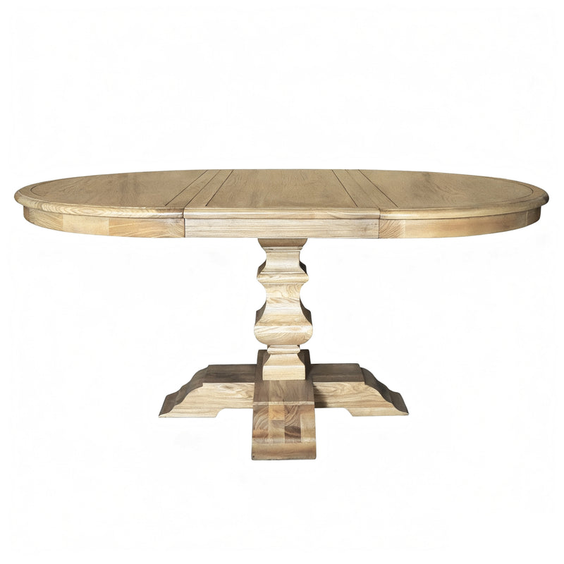 French Provincial Farmhouse Extendable Round Pedestal Dining Table