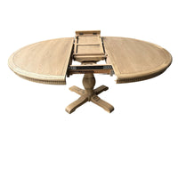 Hamptons Round Dining Table with Dentil Molding in Natural Ash Pedestal Base150cm-190cm