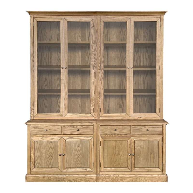 Hampton Halifax 2 Glass Door Hutch Display and Buffet Cabinet Bookcase Cupboard
