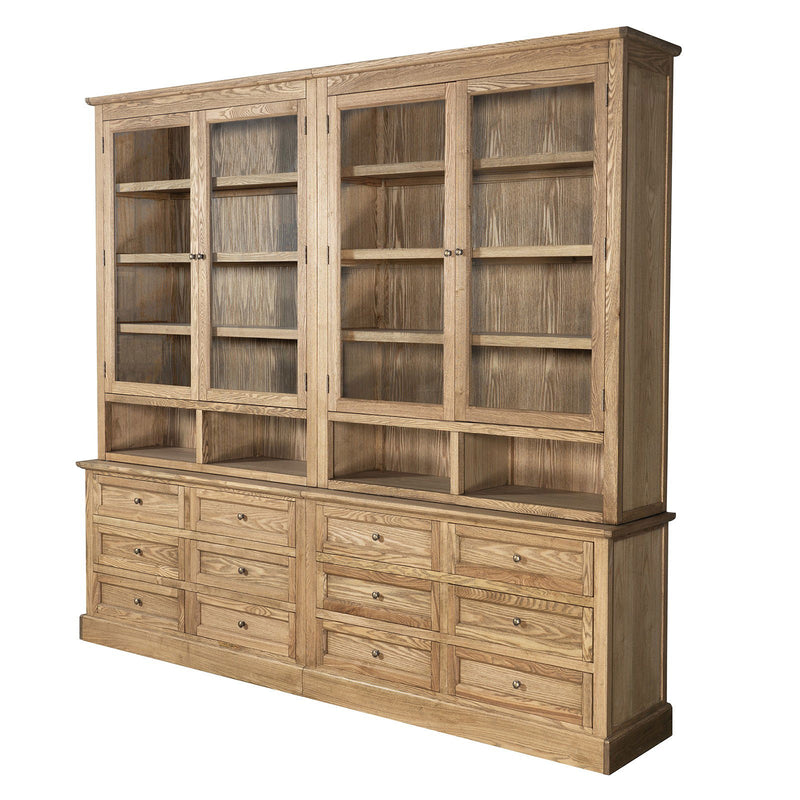 Hamptons Halifax 2 Glass Door 6 Drawer Kitchen Cabinet