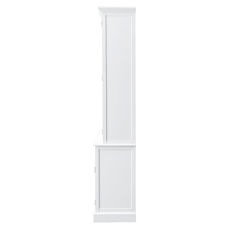 Hamptons Louvre 2 Glass Door Hutch Display and Buffet Cabinet Bookcase Cupboard