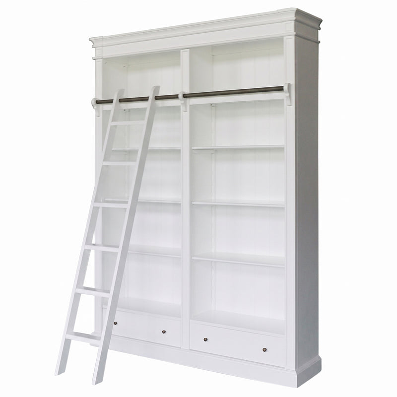 Hamptons Halifax Open Library Bookcase with Ladder 170cm