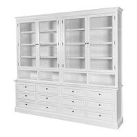 Hamptons Halifax 2 Glass Door 6 Drawer Kitchen Cabinet