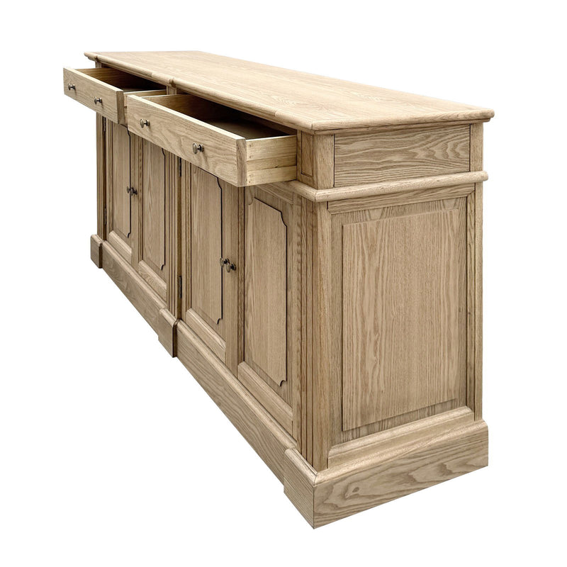 Harbourline Classic Hamptons Panelled Sideboard Buffet & Console Cabinet with 4 Doors & 2 Drawers
