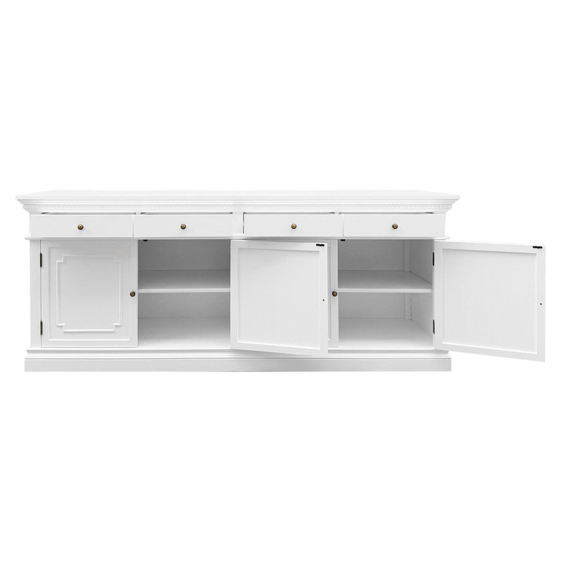 New England Hamptons 4 Drawers 4 Doors Sideboard Buffet & Console Cabinet