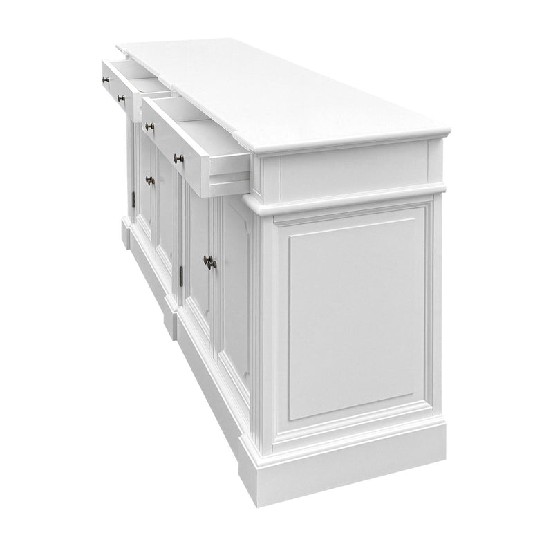Harbourline Classic Hamptons Panelled Sideboard Buffet & Console Cabinet with 4 Doors & 2 Drawers