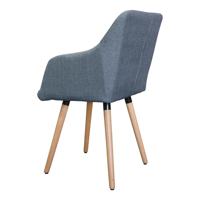 Set of 2 Upholstered Modern Fabric Dining Arm Chairs Grey
