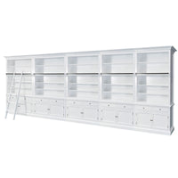 Hamptons Halifax Open Extendable Bookcase with Ladder 486-604cm