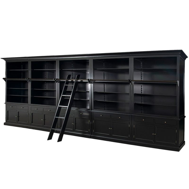 Hamptons Halifax Open Extendable Bookcase with Ladder 486-604cm