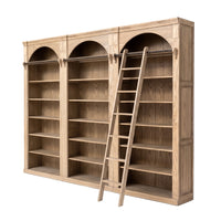 Hamptons Heritage Open Library Arched Extendable Bookshelf/Bookcase with Ladder 100cm - 300cm Wide