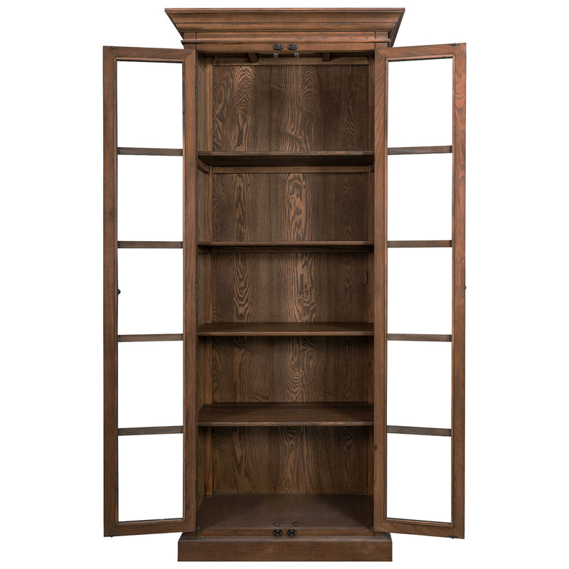 (Factory second)French Provincial Casement Double Door Glass Display Cabinet Bookcase