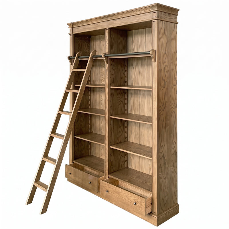 Hamptons Halifax Open Library Bookcase with Ladder 170cm