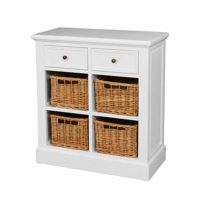 Hamptons Coastal 4 Basket Buffet Sideboard Cabinet