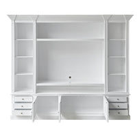 Hamptons Coastal White Entertainment Unit Cabinet with Optional Solid Hardwood Upgrade