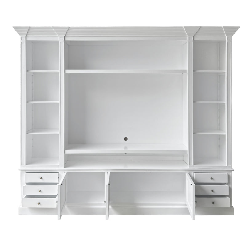 Hamptons Coastal White Entertainment Unit Cabinet with Optional Solid Hardwood Upgrade