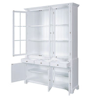 Hamptons Coastal Buffet and Hutch Glass Display Cabinet Bookcase