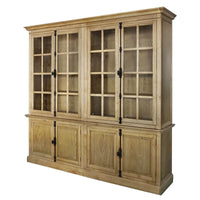 French Provincial Casement Double Glass Door Display Buffet and Hutch Cabinet Bookcase