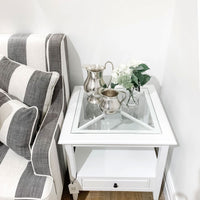 Hamptons Coastal 1 Drawer Glass Cross Side Table