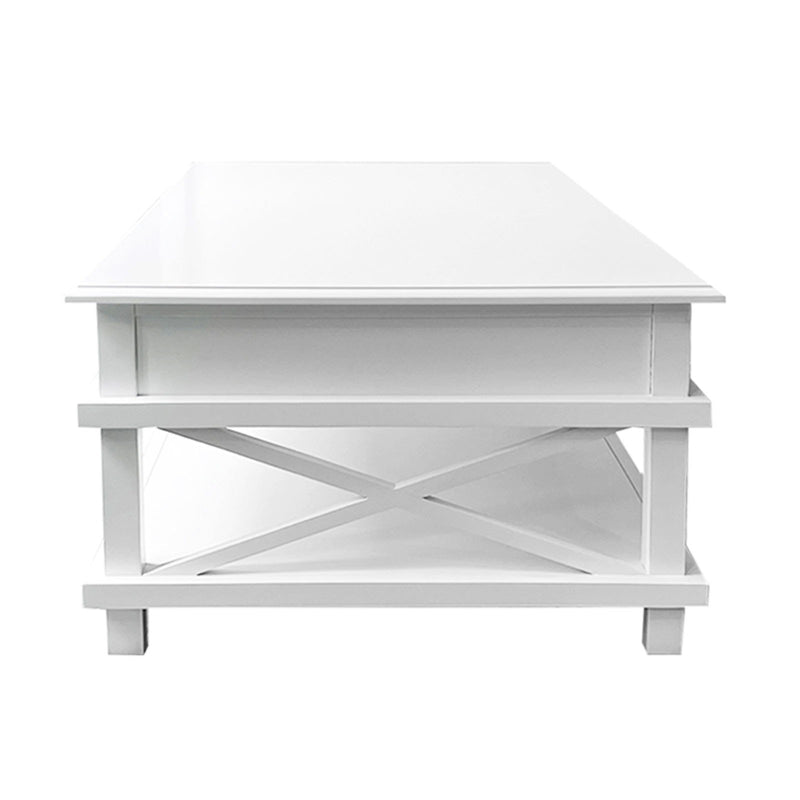 Hamptons Coastal Beach 4 Drawers Side Cross Coffee Table