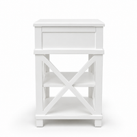 Hamptons Coastal Cross 1 Drawer Bedside Table with Shelf