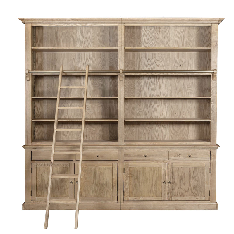 Hamptons Halifax Open Extendable Bookcase with Ladder 250-368cm
