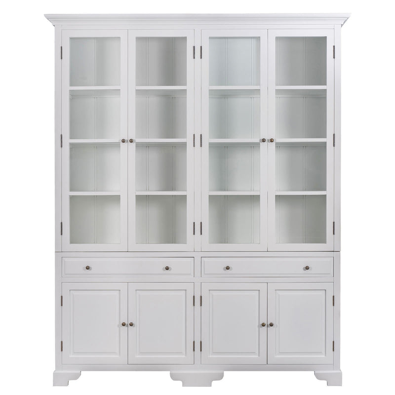 Hamptons Coastal Glass Display Cabinet Bookcase