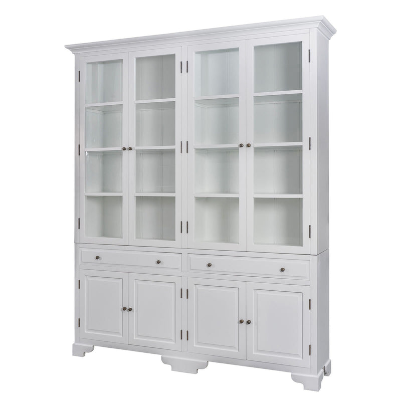 Hamptons Coastal Glass Display Cabinet Bookcase