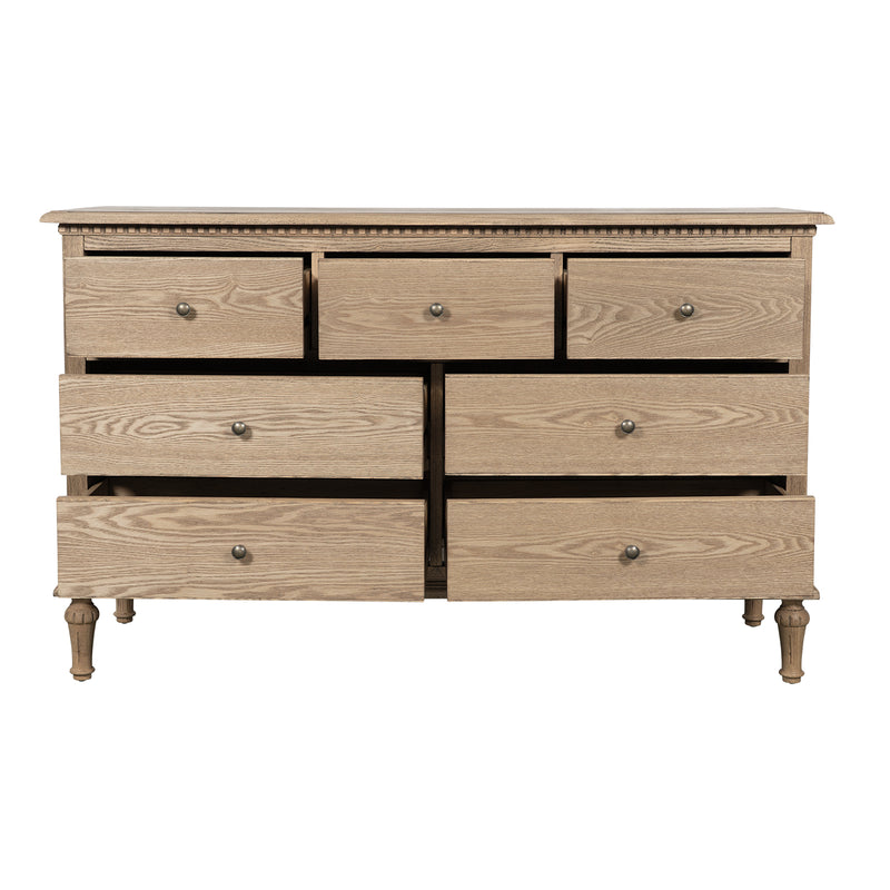 Hamptons Heritage 7 -Drawer Tallboy Dresser with Classic Turned Legs and Dentil Molding Design