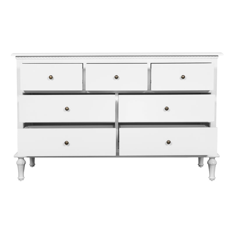 Hamptons Heritage 7 -Drawer Tallboy Dresser with Classic Turned Legs and Dentil Molding Design