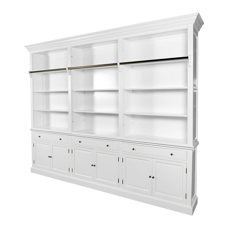 Hamptons Halifax 3 Bay Buffet and Hutch Bookcase with Ladder