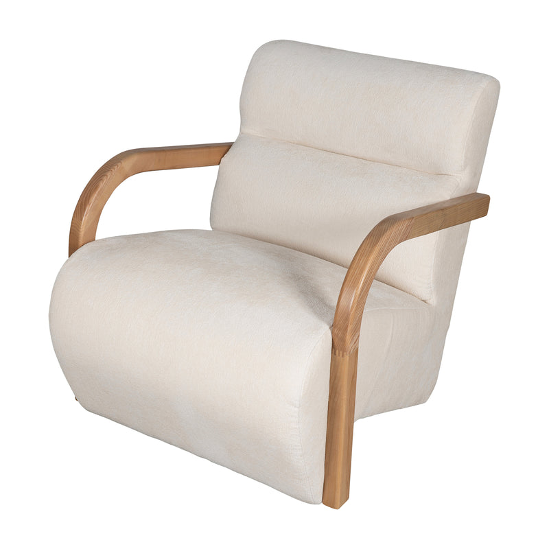 The Mosaic Bouclé Lounge Armchair with Black / Natural Frame in French Mist Grey / Toasted Oatmeal / Butter Cream