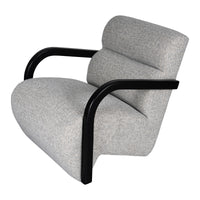 The Mosaic Bouclé Lounge Armchair with Black / Natural Frame in French Mist Grey / Toasted Oatmeal / Butter Cream
