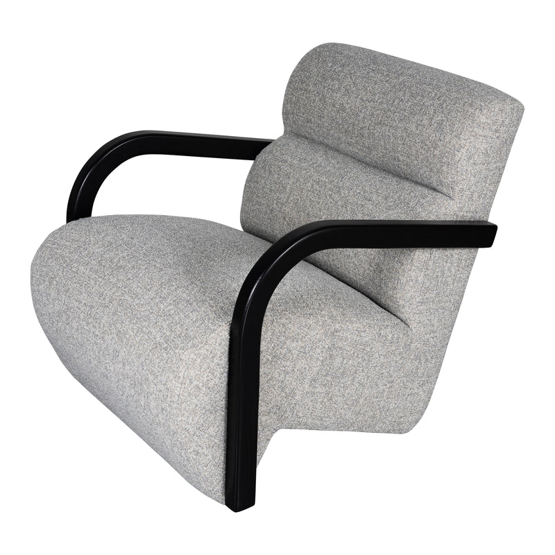 The Mosaic Bouclé Lounge Armchair with Black / Natural Frame in French Mist Grey / Toasted Oatmeal / Butter Cream
