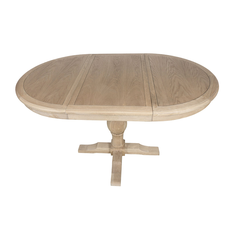 Hamptons Extendable/French Provincial Pedestal Round 100-150cm Extendable Dining Table NATURAL ASH