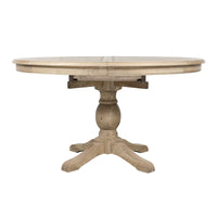 French Provincial Farmhouse 140-180cm Pedestal Extendable Round Dining Table Elm wood