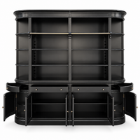 French Provincial Grand Library Bookcase Cabinet with Ladder & Curved Side Detailing Display