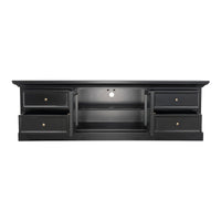 Hamptons Halifax TV Entertainment Unit with 4 Drawers Glass Doors Storage 180cm