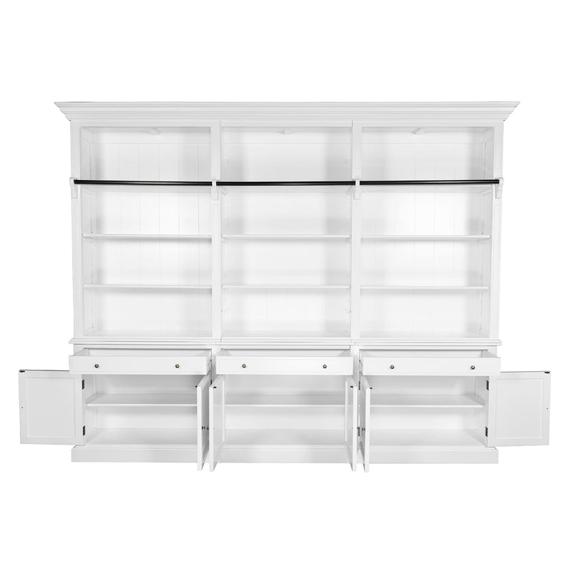 Hamptons Halifax 3 Bay Buffet and Hutch Bookcase with Ladder