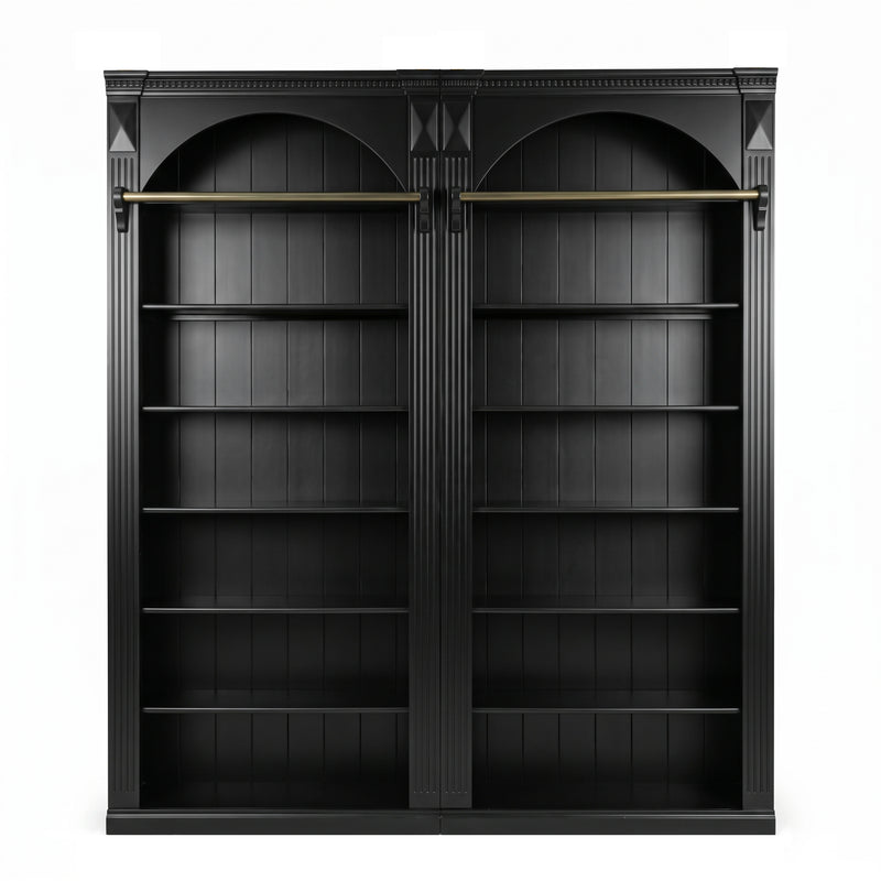 Hamptons Heritage Open Library Arched Extendable Bookshelf/Bookcase with Ladder 100cm - 300cm Wide