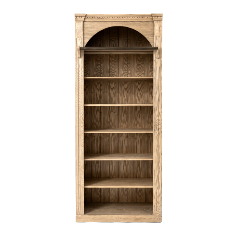Hamptons Heritage Open Library Arched Extendable Bookshelf/Bookcase with Ladder 100cm - 300cm Wide