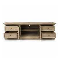 Hamptons Halifax TV Entertainment Unit with 4 Drawers Glass Doors Storage 180cm