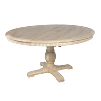 New England Hamptons Round Dining Table with Dentil Molding in Natural Ash Pedestal Base 150cm-190cm
