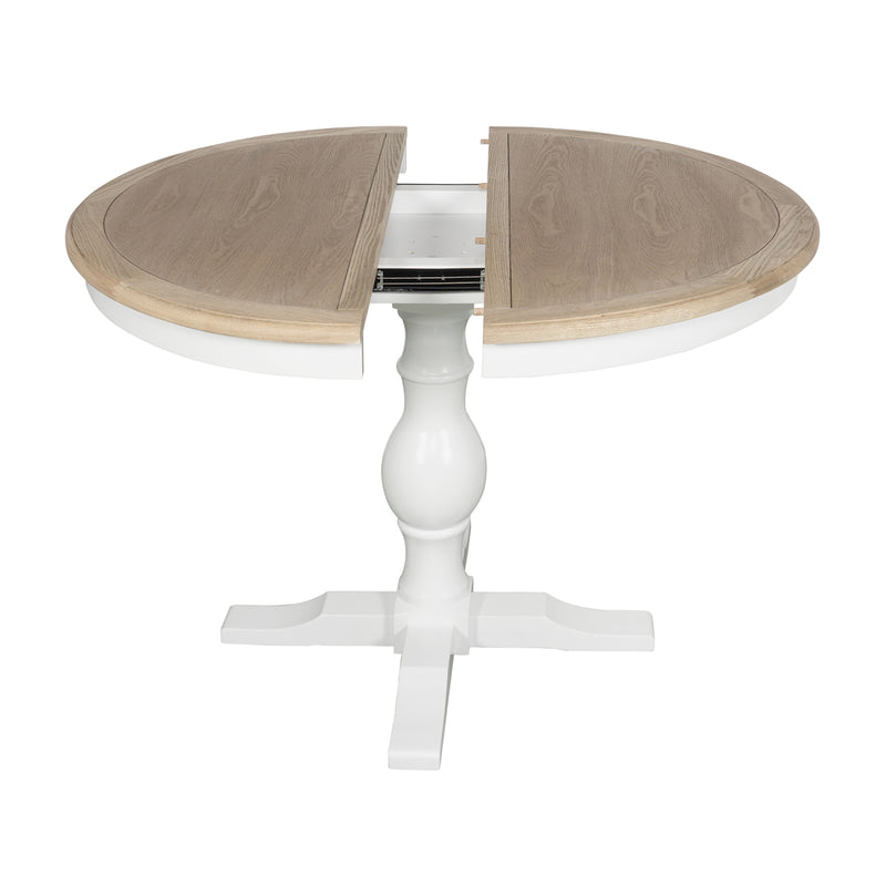 Hamptons Extendable/French Provincial Pedestal Round 100-150cm Extendable Dining Table NATURAL ASH